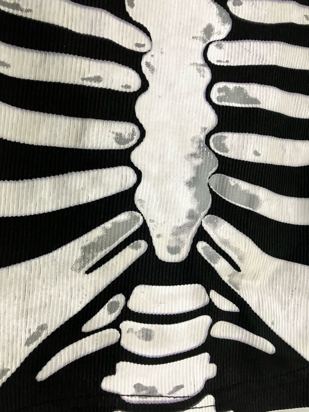 Black Ribbed Crop Tank with White Skeleton Print - Picture 2 of 3